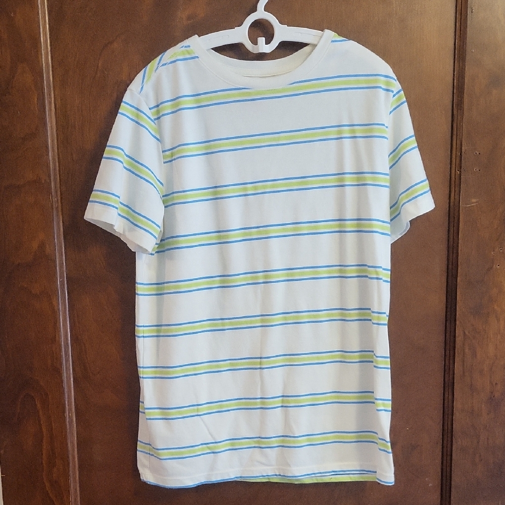 Cat & Jack Blue and Green Striped Short Sleeve Tee